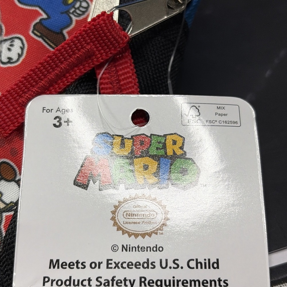 Nintendo Super Mario Sling Gaming Bag Bioworld‎ Kids Crossbody Backpack Red Blue - Picture 7 of 9